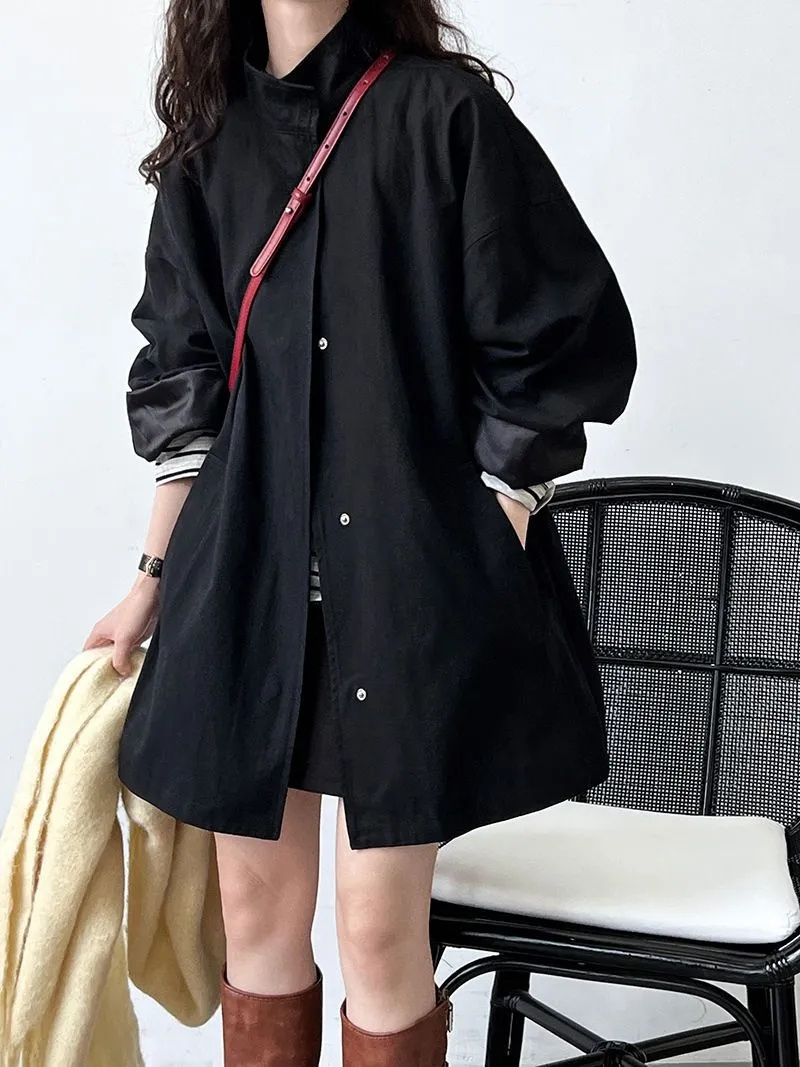Manteau coupe-vent pour femmes, simple et polyvalent, silhouette ample et décontractée, manteau de travail japonais, collection printemps-automne 2026.