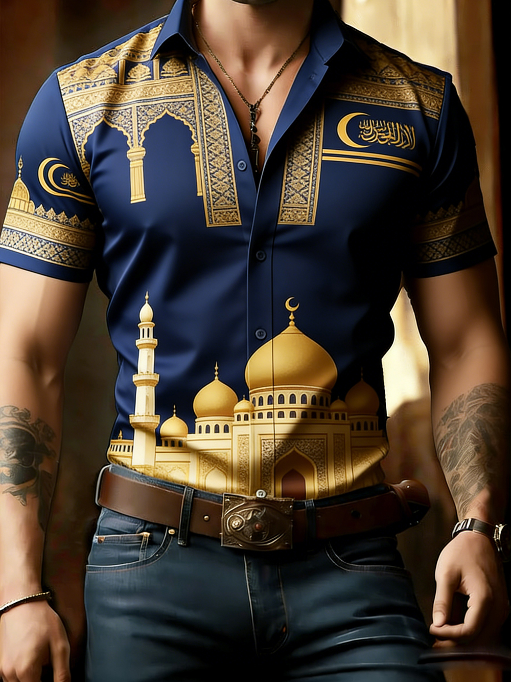 Chemise Hawaïenne Décontractée pour Hommes, Nouvelle Mode Musulmane, Motif Imprimé 3D Multicolore, Vêtements d'Affaires Simples pour Hommes