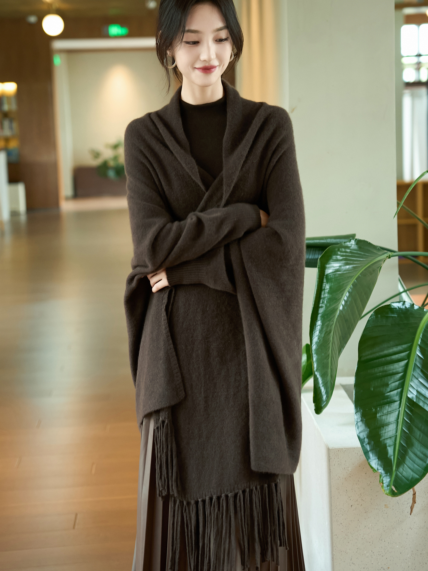 Châle de luxe léger pour femme, élégant, 100% laine mérinos, tricot, nouvelle mode dames, écharpe à pampilles, Jersey solide, automne hiver