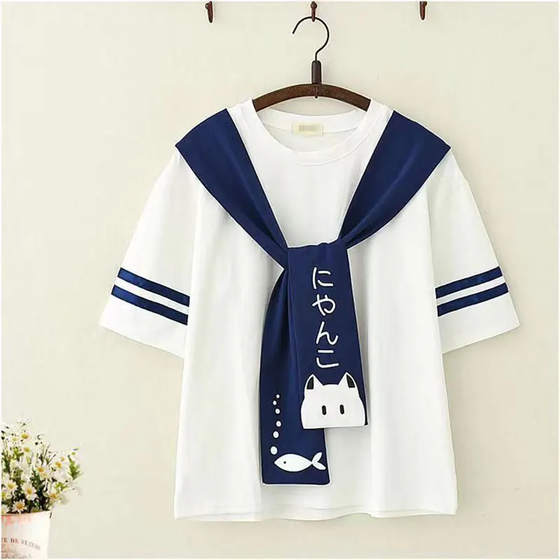 T-shirts graphiques Kawaii Kitty pour femmes, anime Harajuku, haut étudiant mignon, t-shirt à manches courtes, vêtements d'été, mode coréenne