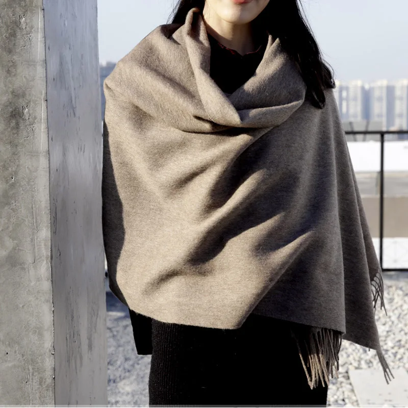 Large 70 cm laine hiver écharpe femmes mode châle solide foulards de luxe automne châles enveloppes Poncho écharpes pour dames unisexe Wrap