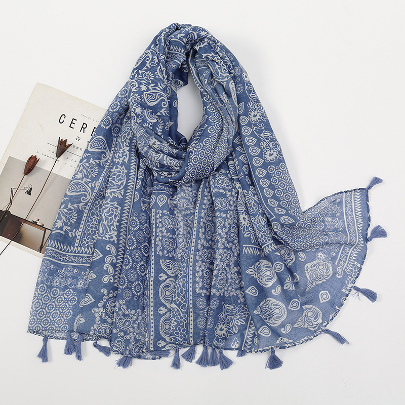37 Designs Châle Foulard en Viscose à Motifs Paisley Floraux et Franges Fines, Écharpe de Haute Qualité pour Femme, Pashmina, Stola, Hijab Musulman, Sjaal 2026