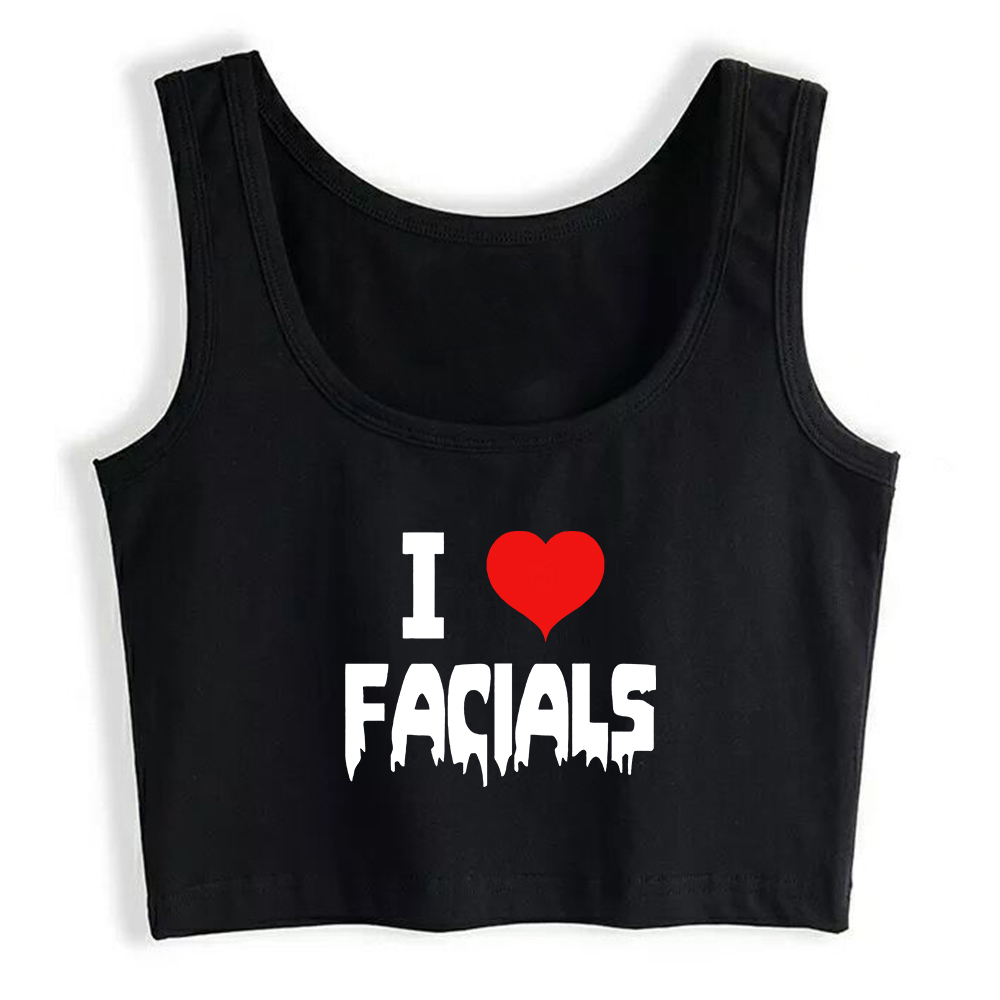 J'aime les faciaux conception coton Sexy mince haut court femmes Humor Style coquaire débardeurs Swinger drôle vilain Camisole