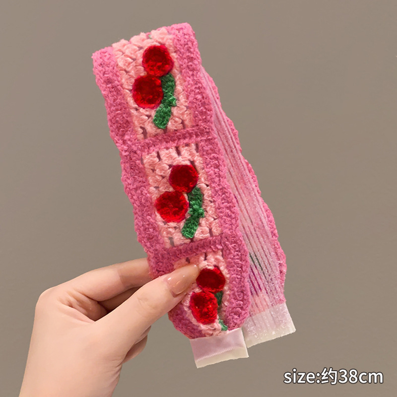 Fleur colorée bandeau doux Floral tricot frange autocollant magique mignon fille cheveux cravate bandeaux cheveux accessoires pour femmes Diademas