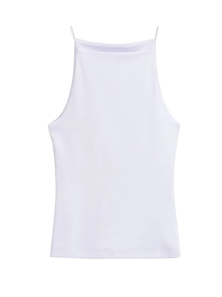 Halter en Fibres Précieuses pour Femme, Camisole à Bretelles Fines, Solide, Document à la Mode