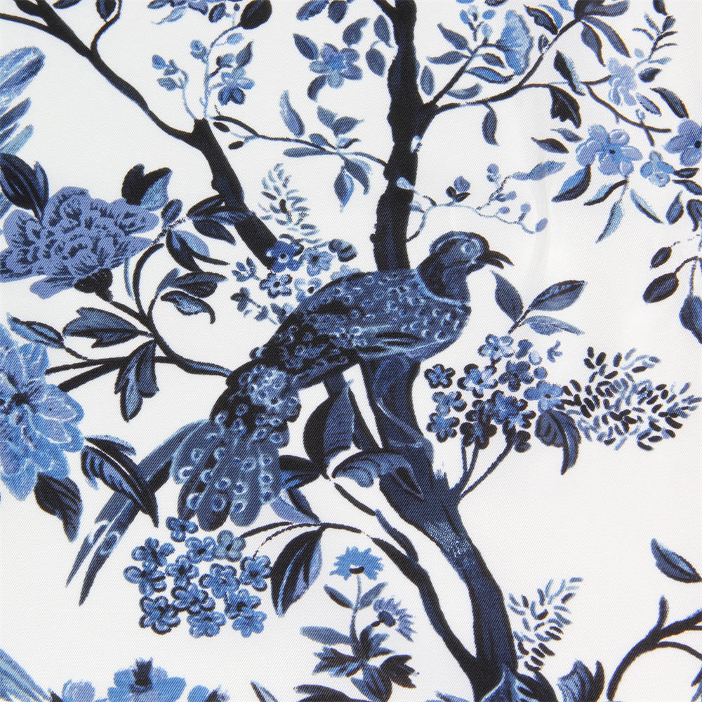 POBING-Foulard Carré de Luxe pour Femme, Grand Châle, Imprimé Arbre et Oiseaux, Bandana, Hijab, 130cm
