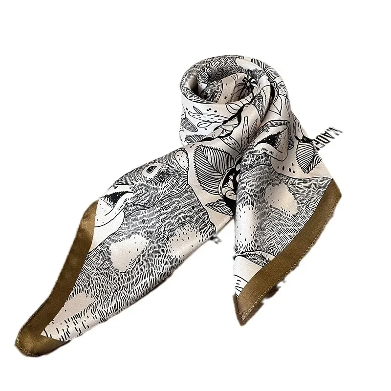 100% soie carré pour les femmes classique crâne imprimé Bandanna printemps été dames mode léger foulard châle de haute qualité 2025