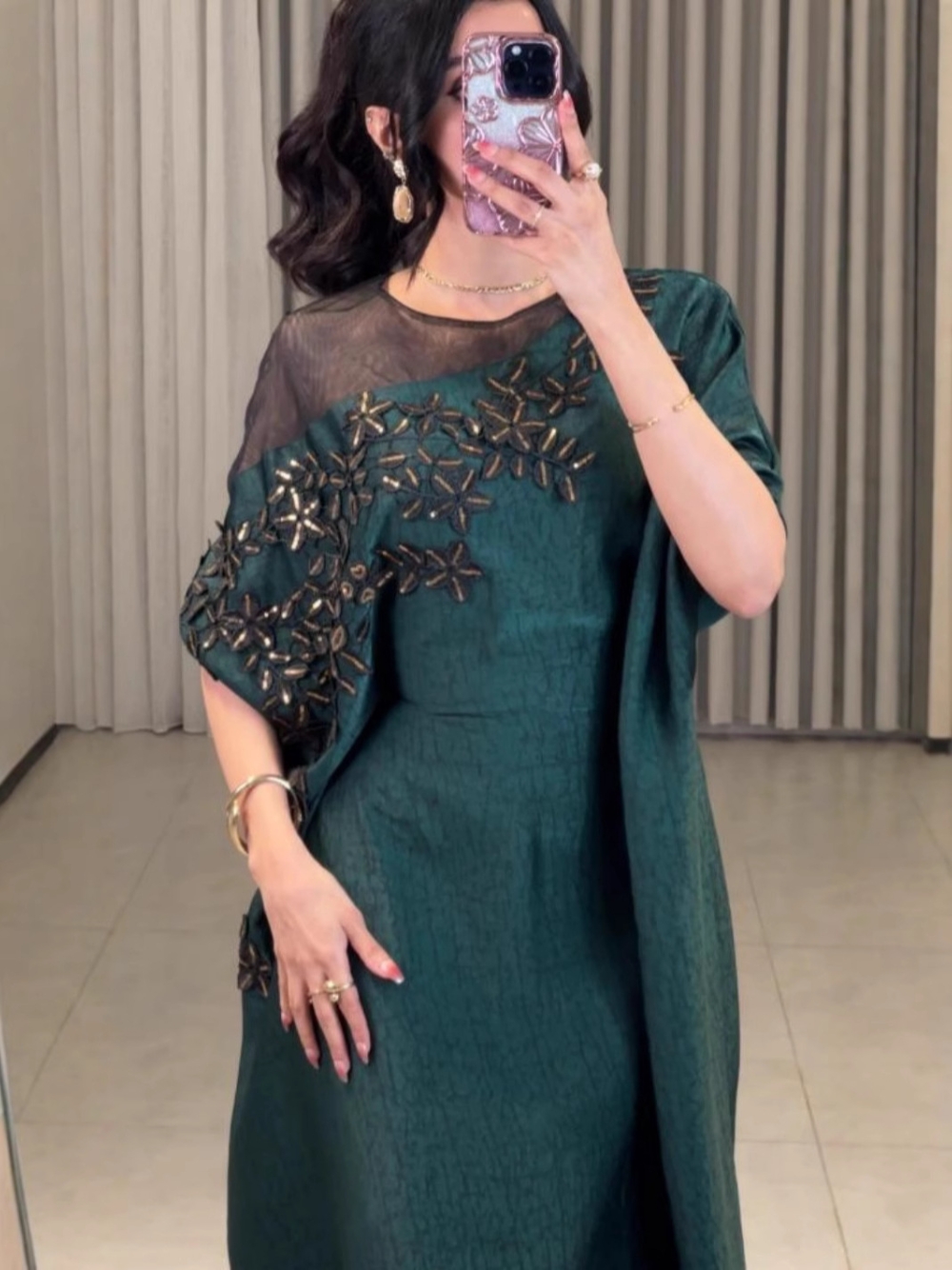 Charmante robe de soirée musulmane à col rond, caftan brodé chic, droite, offre spéciale, robe de bal pour femmes, magnifique tenue de Cocktail arabe