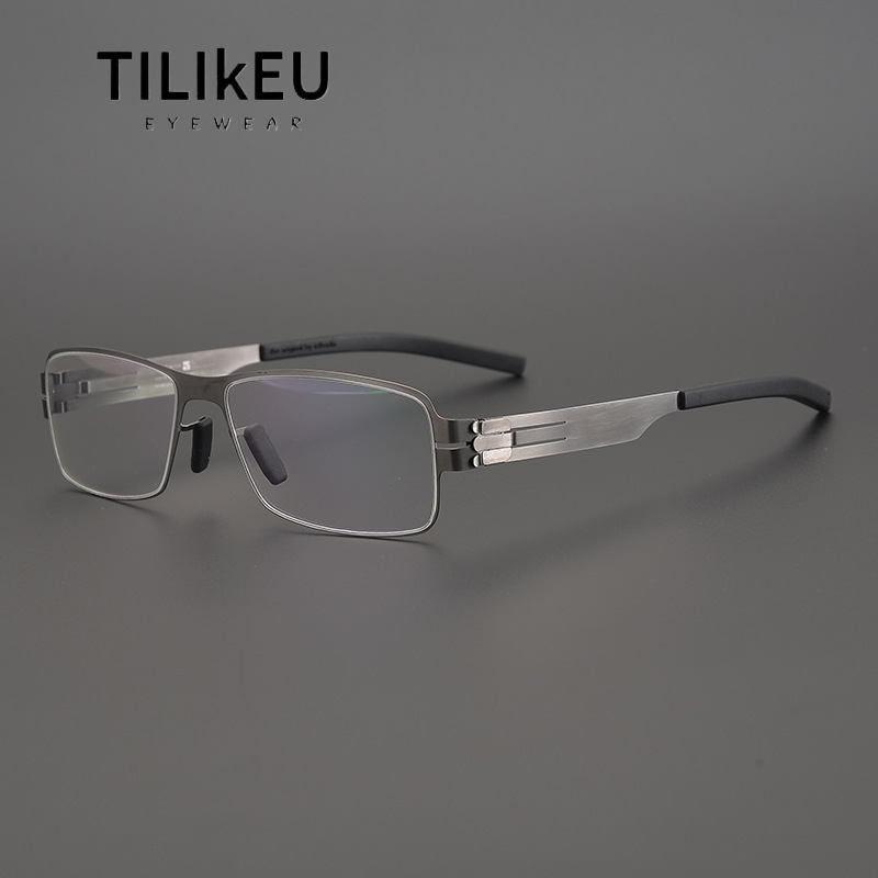 Grand cadre de luxe allemand, Design sans vis IC, monture de lunettes carrée en alliage fin Ultra-léger pour hommes, Vintage, sans vis