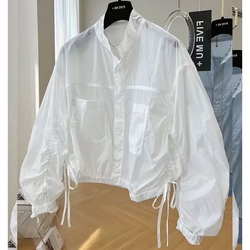 Nouvelle Veste Femme 2026 Printemps Automne Fine Anti-UV Coupe Ample Style Baseball Col Montant Trench-Coat Coupe-Vent
