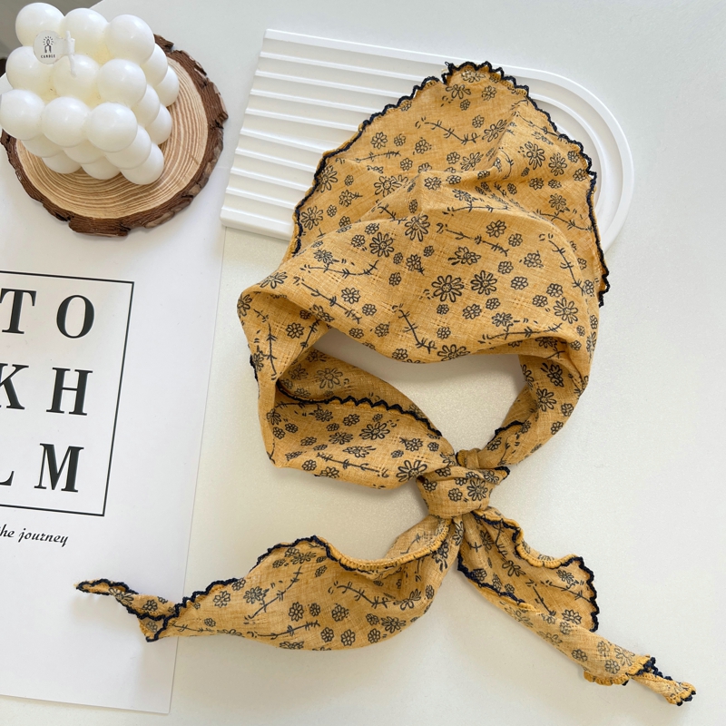 Été imprimé fleur cou écharpe châle Triangle cheveux tête enveloppement bandeau mouchoir cheveux cravates Bandanas ruban de cheveux pour les femmes