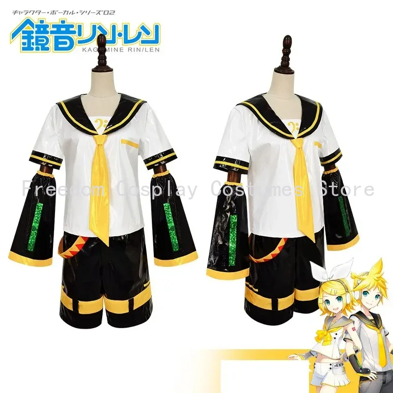 Costume de Cosplay Anime Kagamin Len/Rin, uniforme Rin Kagamin, tenues Len, manches incluses, Leggings, couvre-chef pour tenues de bande dessinée