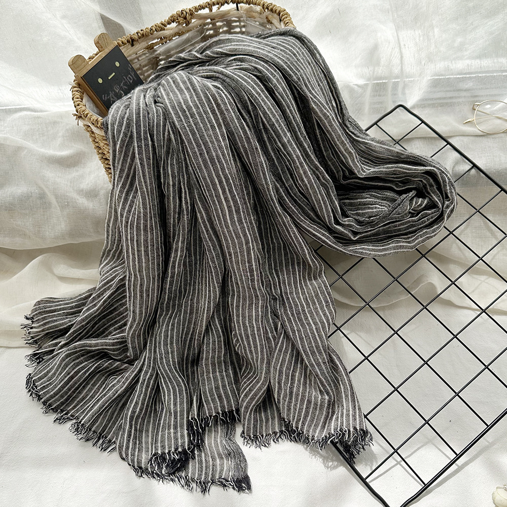 Écharpe en lin de coton pour hommes, écharpes rayées pour hommes, foulard chaud de la présidence, châle rond, accessoires masculins, mode, automne, hiver