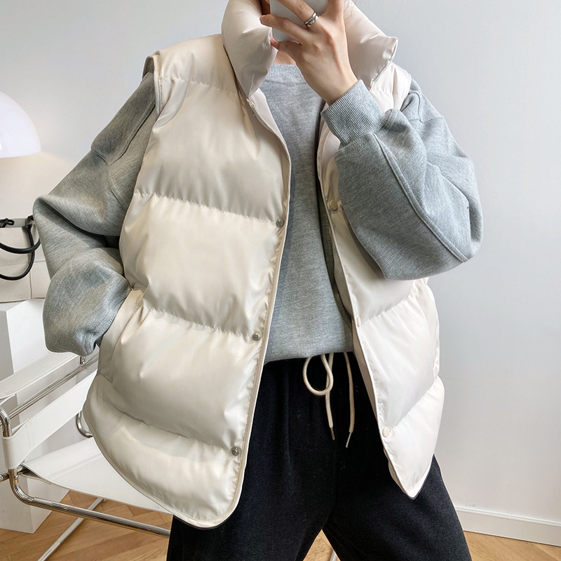 2025 femmes Gilet manteau col montant hiver femmes chaud manteau surdimensionné hauts Beige Gilet Chaleco Mujer Gilet Casaco Feminino