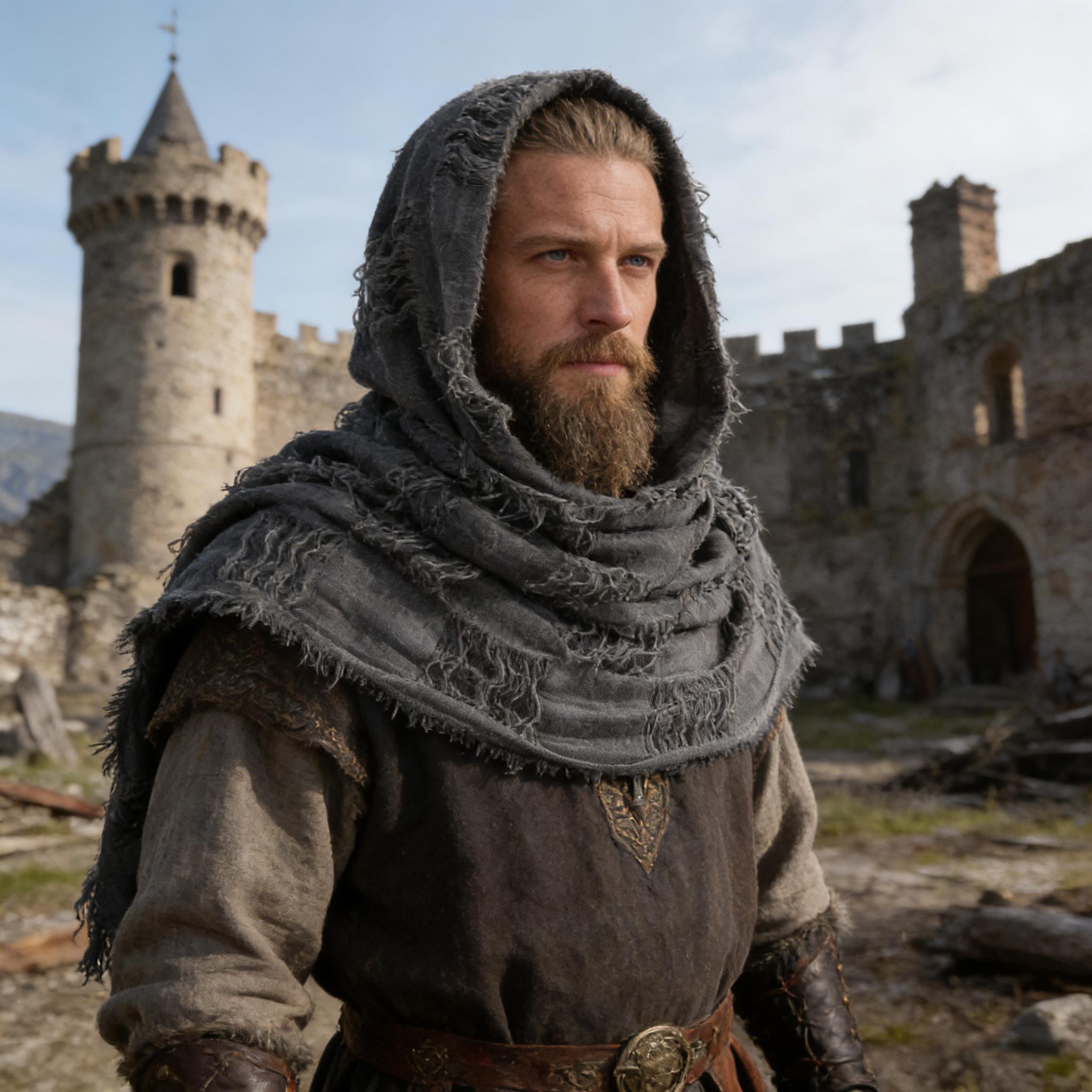 Cape à capuche médiévale, écharpe de chaman ninja, écharpe post-apocalyptique, cagoule, cape à capuche de rogue, costume viking de la Renaissance