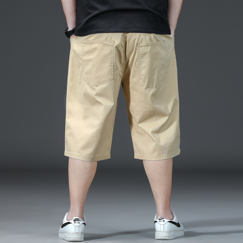 Short d'été grande taille pour hommes, ample, surdimensionné, pantalon moyen, fin, extensible, en coton, décontracté, longueur aux genoux, 42 44 46