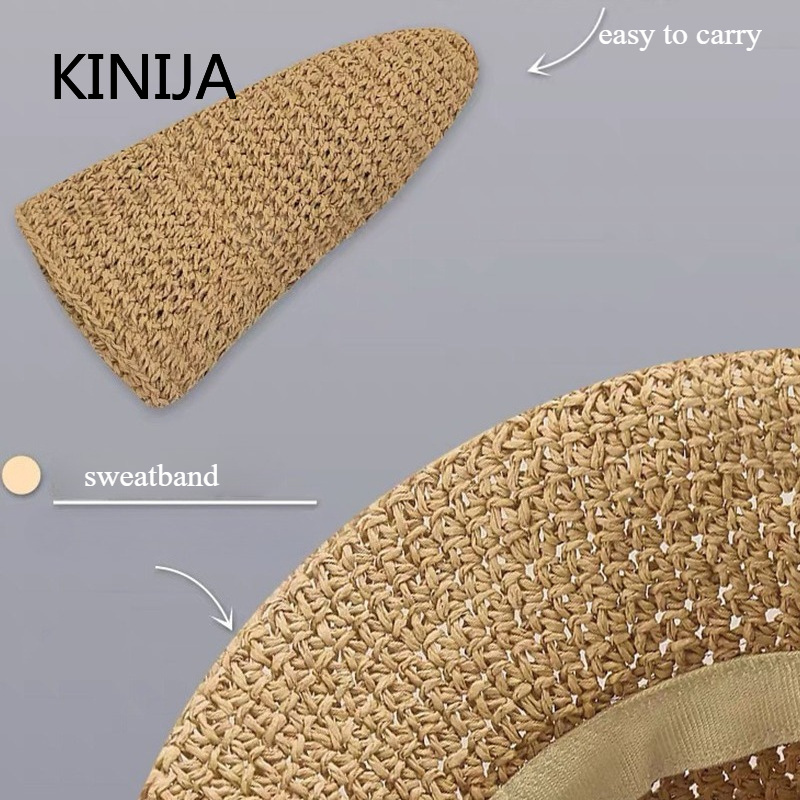 Chapeau de paille de plage pour femme, chapeau bob d'été, chapeau de pêcheur, chapeau Panama tissé à la main, chapeau de soleil pour fille, accessoire de pêche