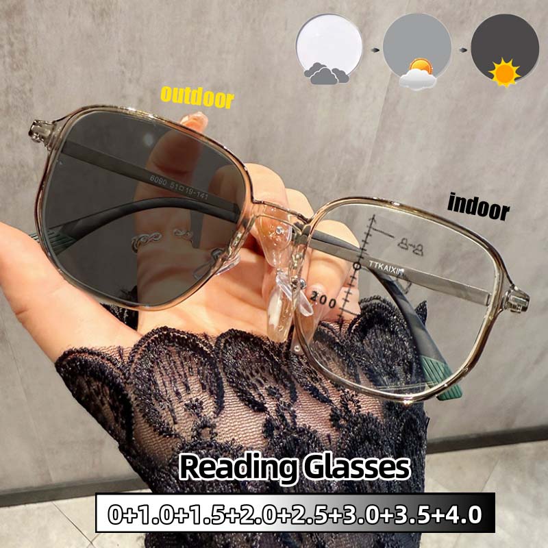 Lunettes de lecture multifocales photochromiques pour femmes, élégantes, Business, blocage de la lumière bleue, à la mode et simples, pour hommes