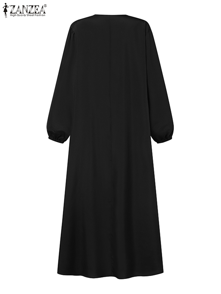 Femmes automne Robe longue musulmane Abaya à manches longues Hijab robes Robe islamique Femme ZANZEA Vintage Ramadan Maxi Robe d'été caftan