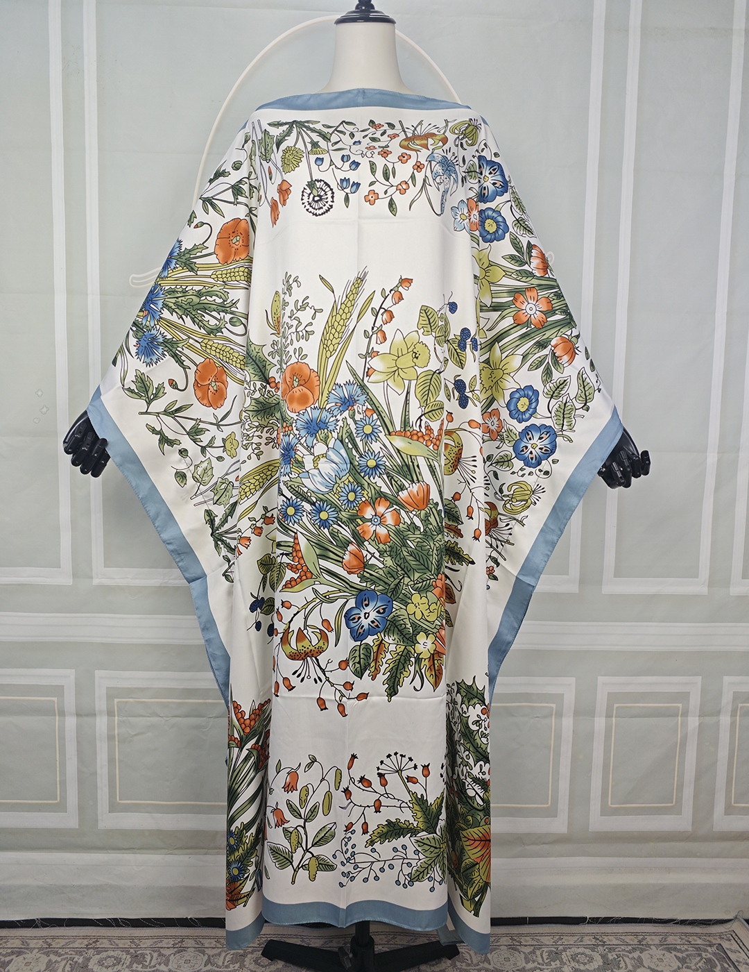 Robe de plage en sergé de soie pour jeunes filles, Caftan de style bohème, doux, motif papillon Floral, moyen-orient, musulman traditionnel, ample