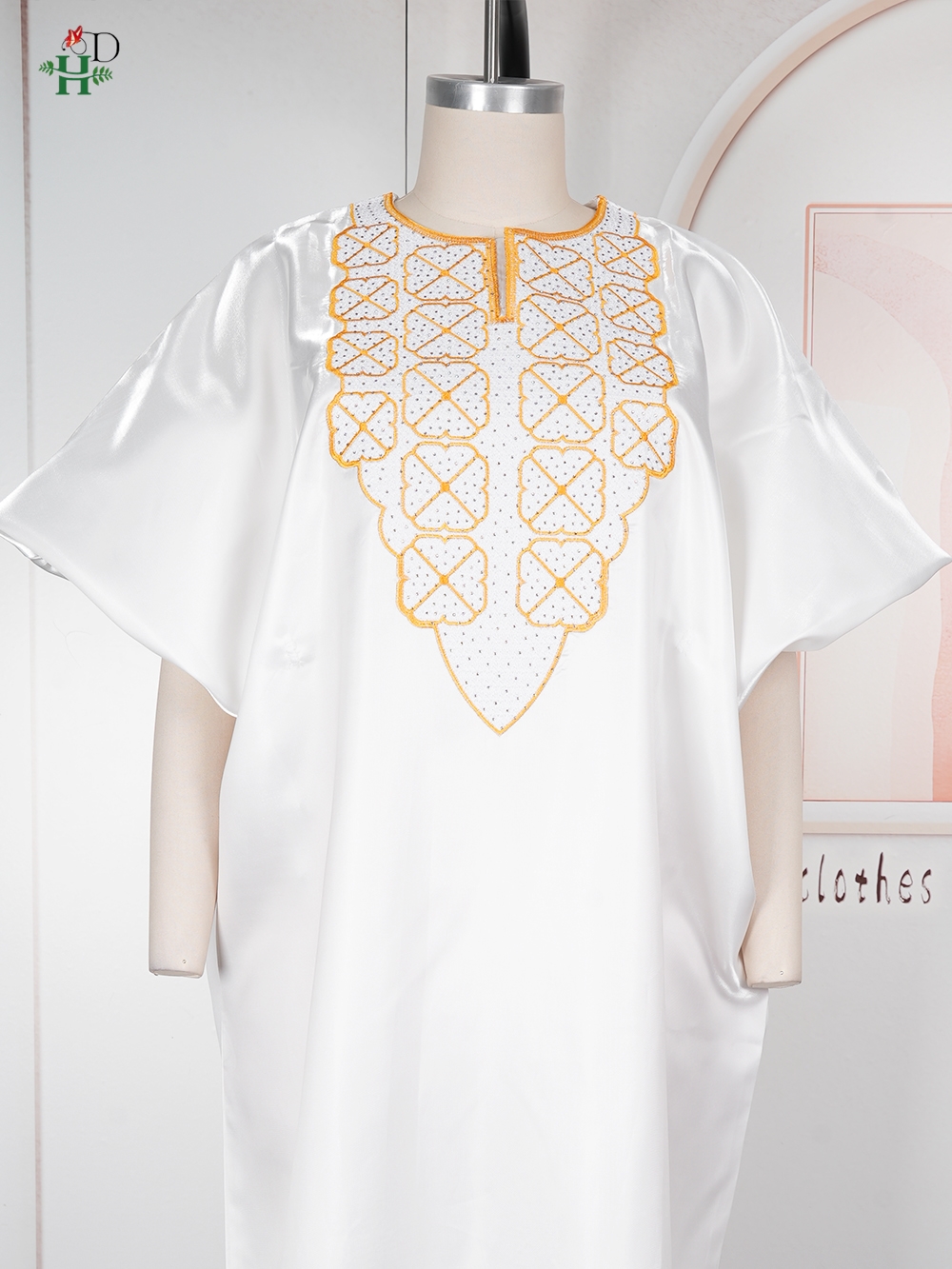 Vêtements africains H&D, broderie traditionnelle, boubou africain blanc pour femme, robes turques, robes africaines pour femme, robe musulmane