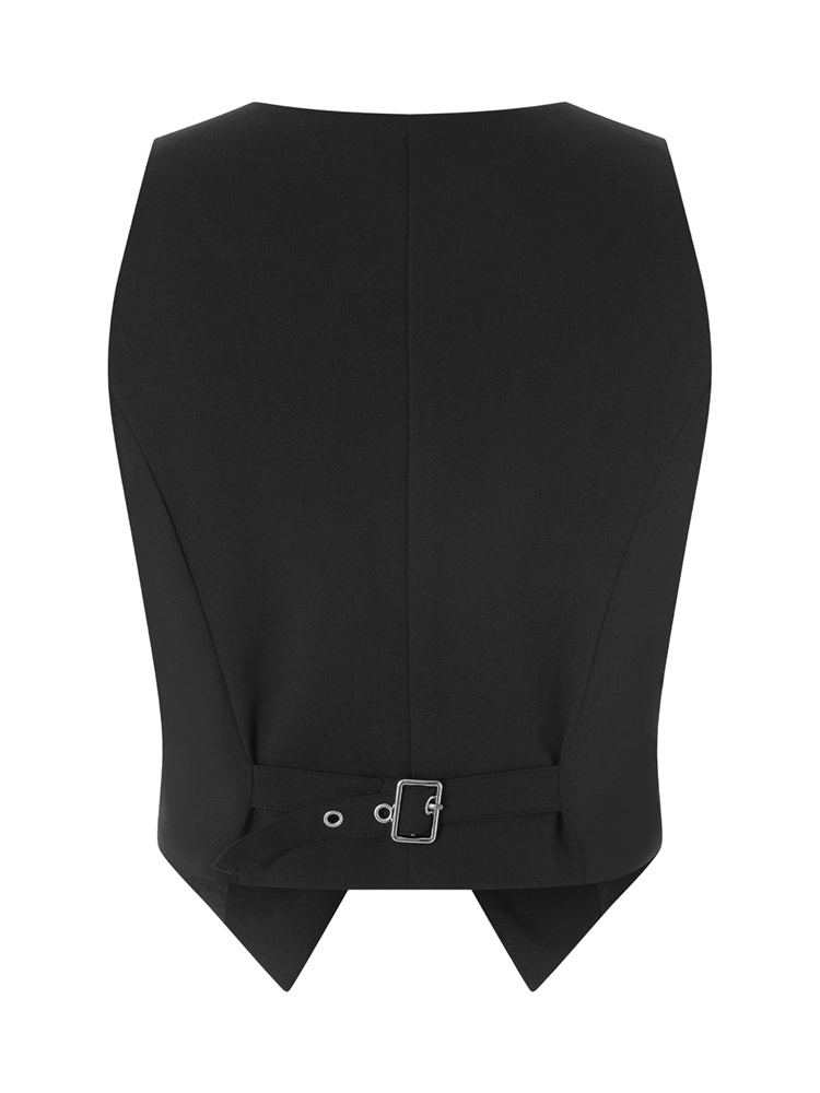 Gilet Caot sans manches pour femmes, col en V, boutons, couleur unie, Blazer pour décontracté, mode quotidienne