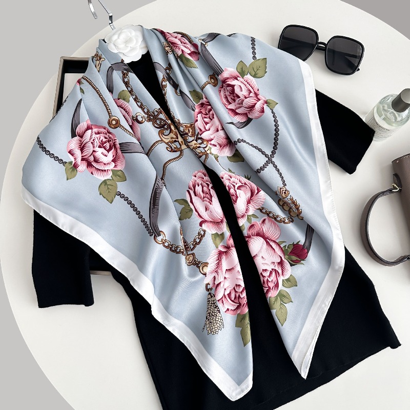 Châles en twill de 90 cm, foulards carrés effet soie pour femmes, grands hijabs, écharpes, bandanas et foulards de tête tendance