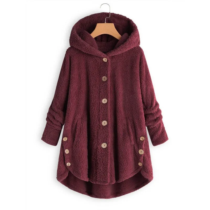 Automne hiver manteau femmes chaud ours en peluche manteau laine veste femme en peluche manteau à capuche nouvelles femmes manteaux couleur unie veste