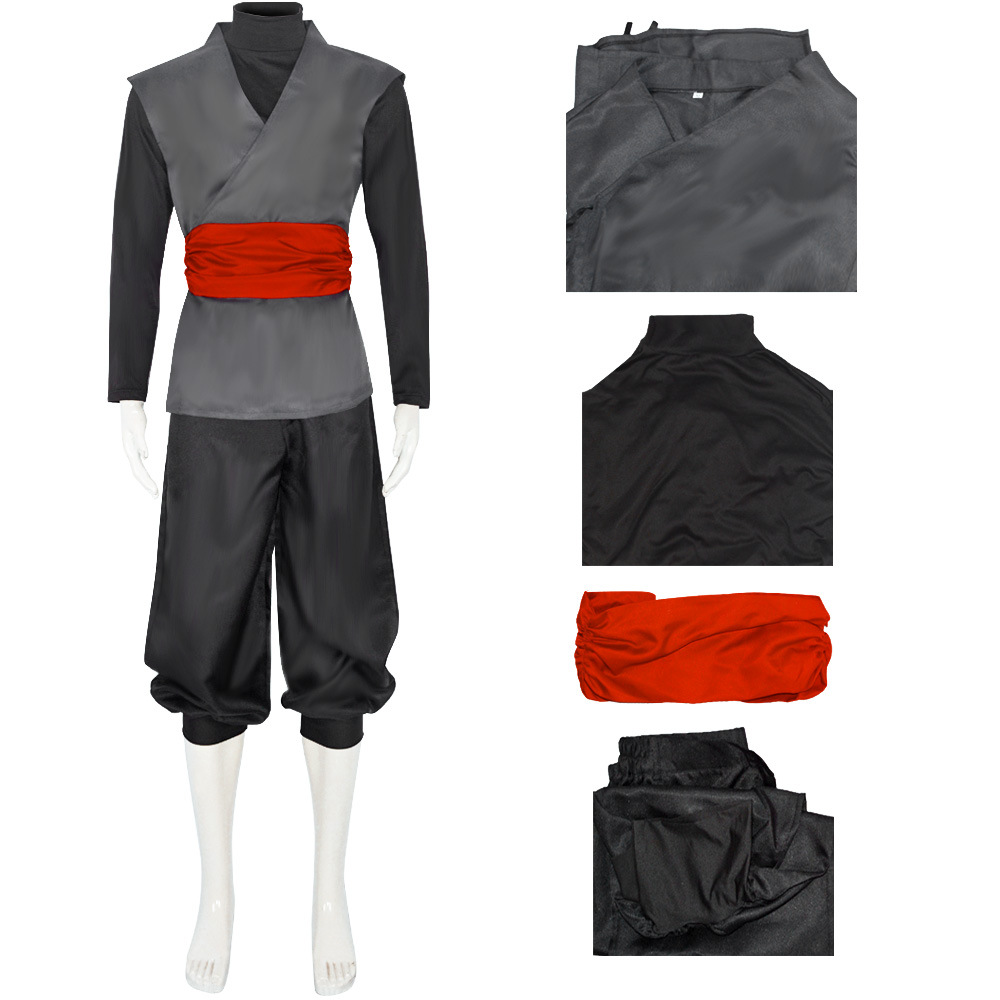 Costume de Cosplay noir pour hommes, Costume de Kung Fu Anime, uniforme d'halloween, ensemble complet