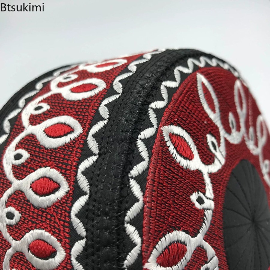 Mode musulmane broderie chapeaux hommes prière culte chapeaux décontracté fête de mariage arabie saoudite Turban casquette enfants islamique chapeau plat
