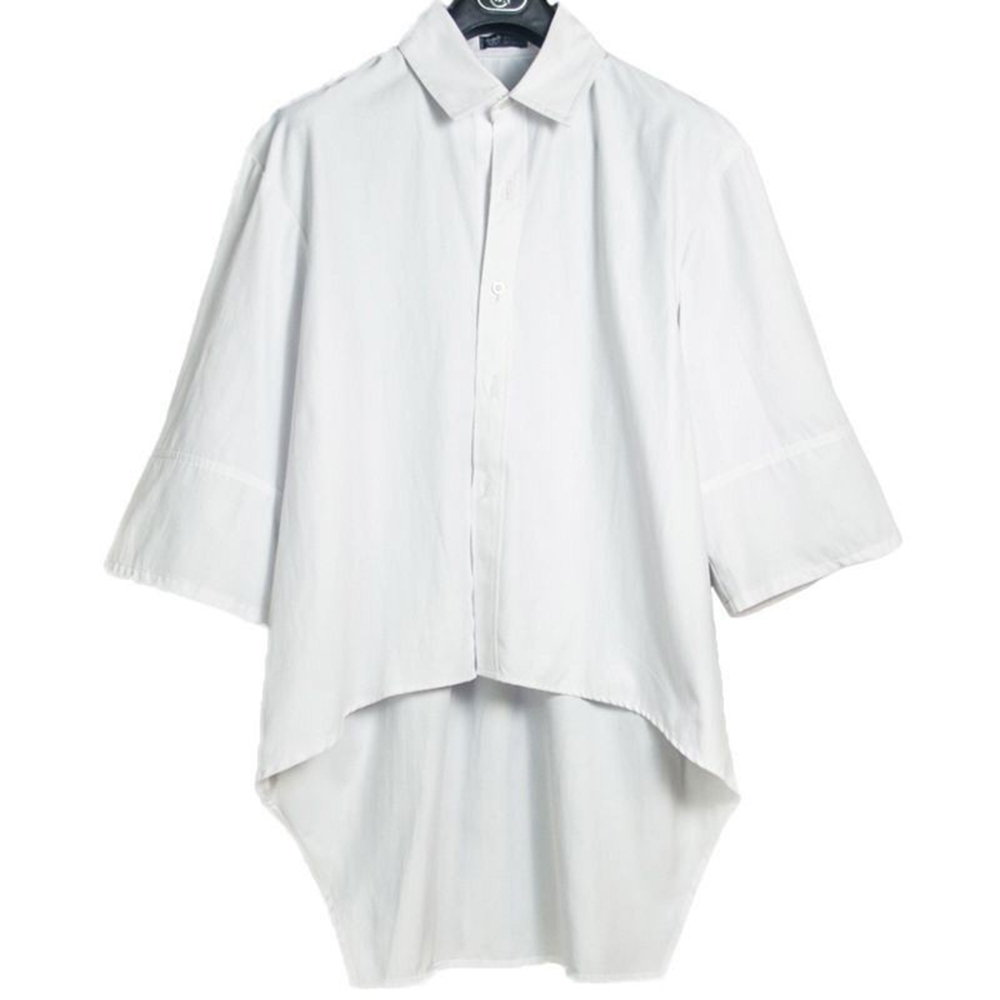 XS-5XL chemise asymétrique mi-longue chemise décontractée sans genre Streetwear salle de bal mode polyvalent à manches longues haut unisexe 2025 nouveau