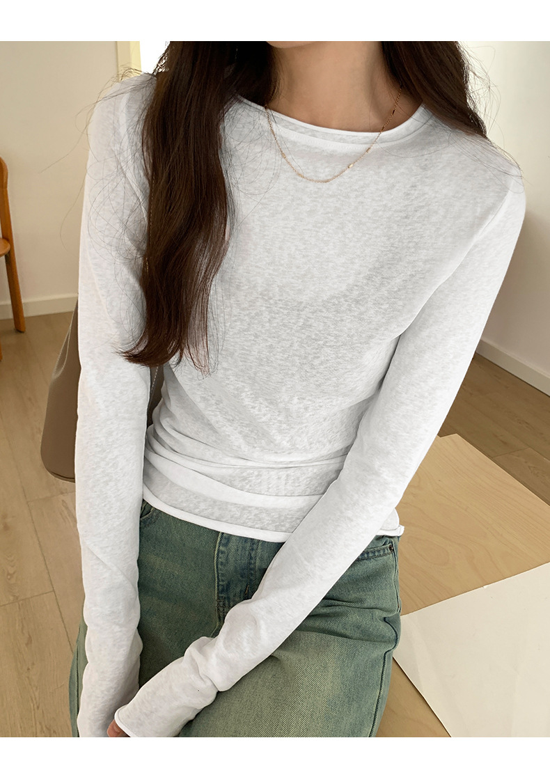 T-shirt à Manches sulfet Col Rond pour Femme, Streetwear Décontracté, de Haute Qualité, Collection Printemps-Automne