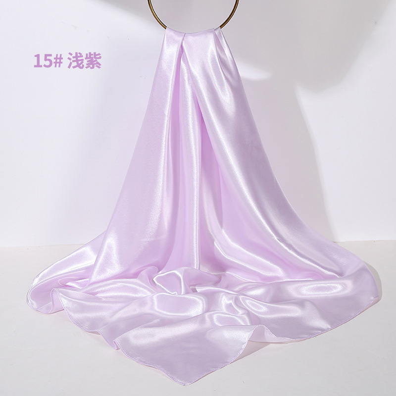 Foulard carré uni 90 cm en satin brillant imitation soie, protection solaire, châle lisse et brillant, foulard satiné pour femme, mode