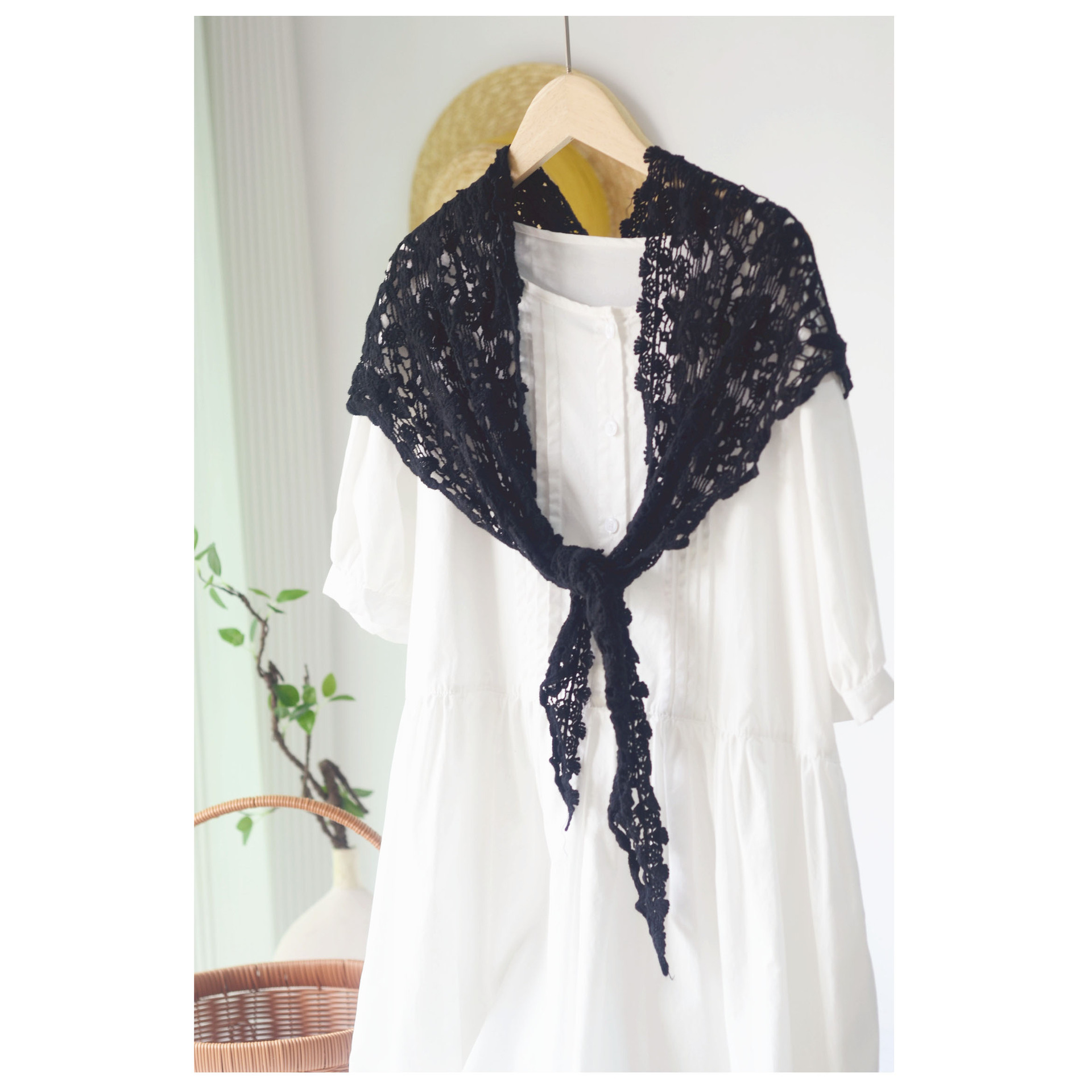Écharpe Triangle en Coton Fait Main pour Femme, Polyvalente, Couleur Unie, Amissié, Protection du Cou, Châles à Double Usage