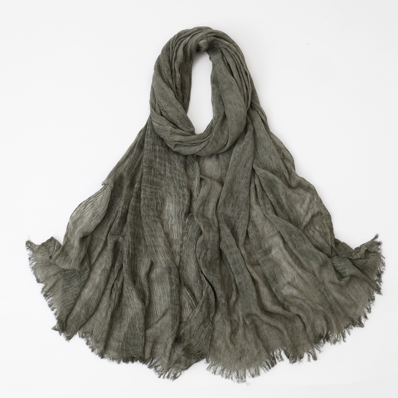 Mode coton lin écharpe froissé conception Hijab moyen-orient écharpe enveloppement populaire solide dubaï bandeau