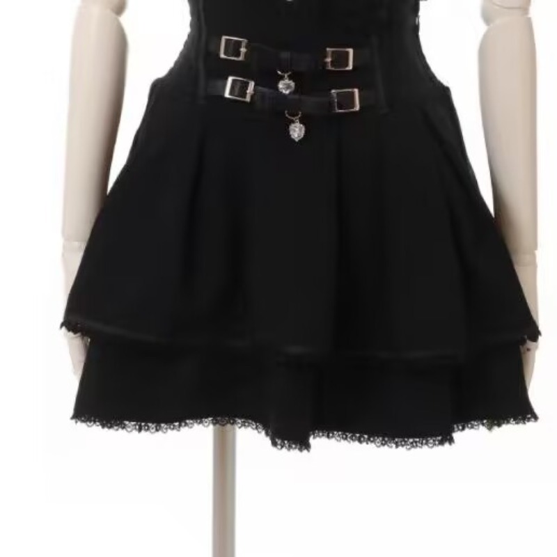 Style coréen Kawaii gâteau rose Mini jupes femmes pansement Lolita taille haute Y2k esthétique doux dentelle gothique JK Faldas jupe noire