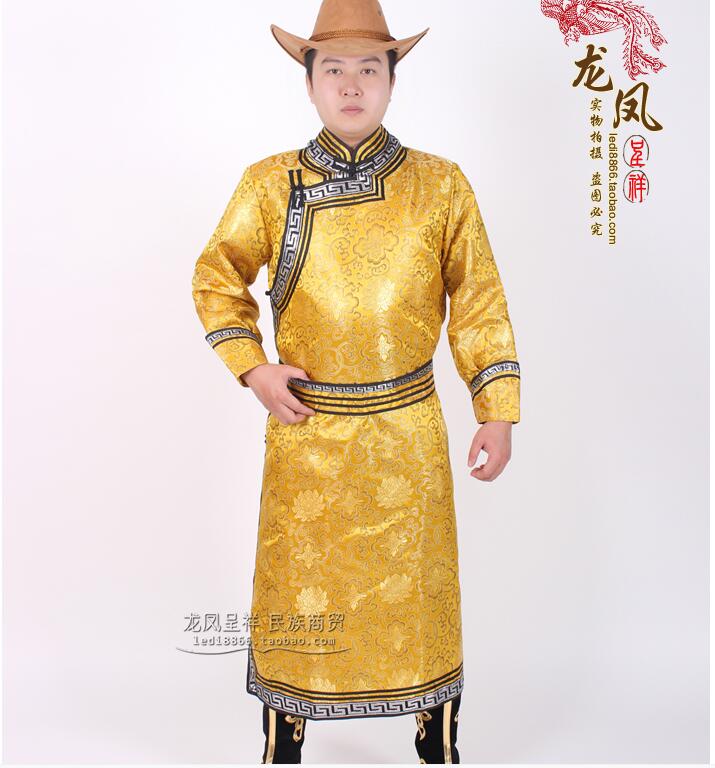 Mongols chinois vêtements robe longue de performance nationale pour hommes