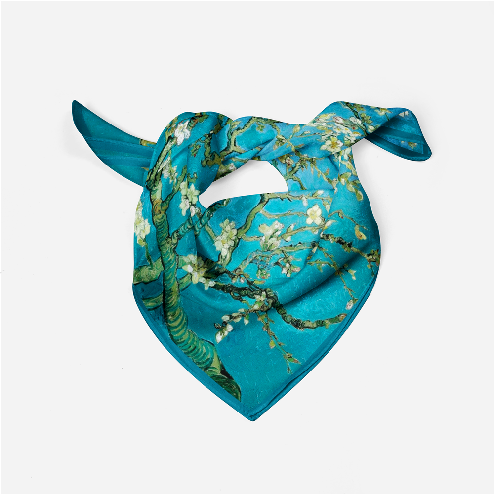 Vesway Van gogh peinture à l'huile foulard en soie mode femmes écharpe foulards carrés foulard tête cou cravate bande foulard Hijabs 53CM