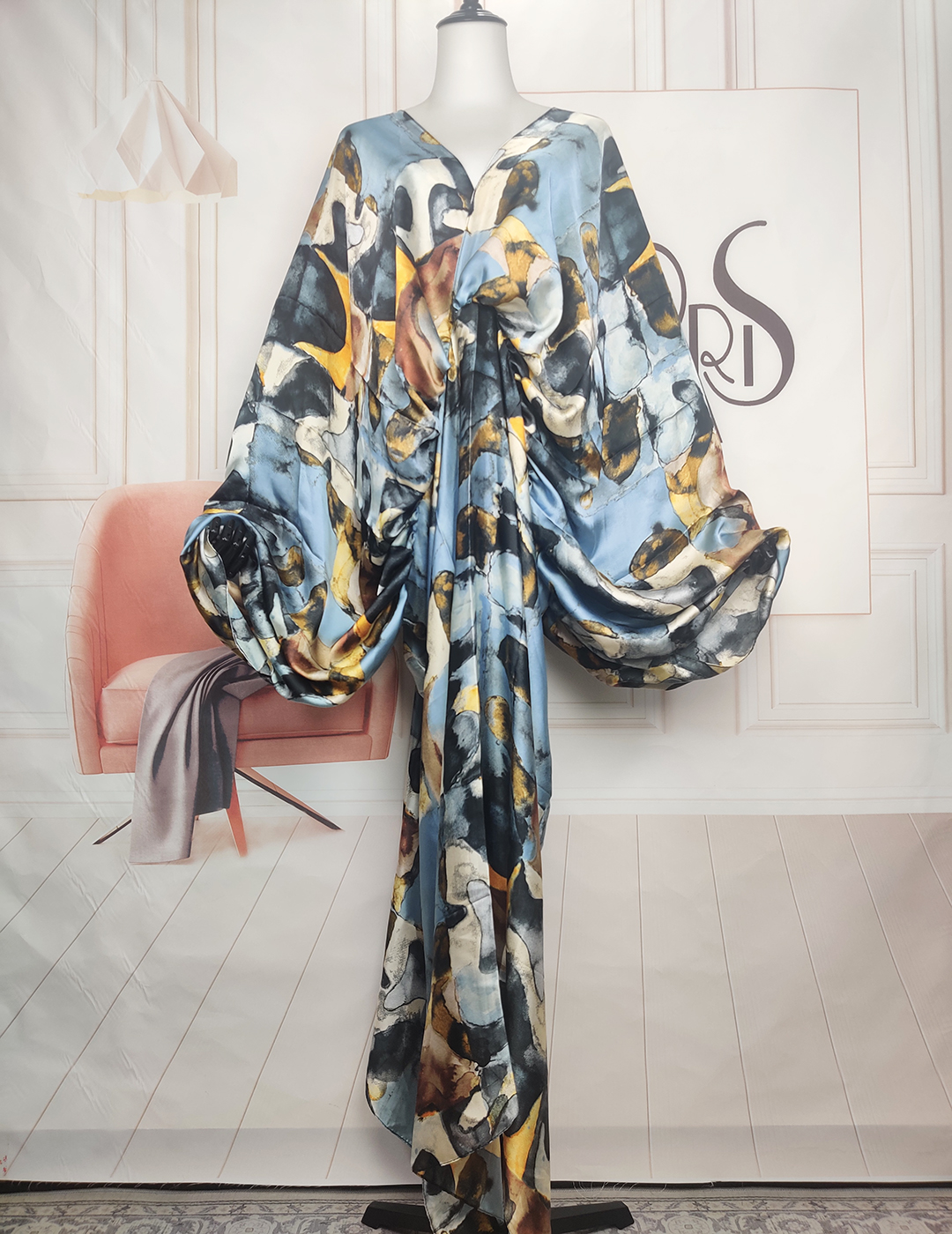 Robe maxi à fleurs style bohème pour femmes musulmanes, caftan à col V, vêtements africains surdimensionnés pour Ramadan Abaya, Bahreïn, 2022