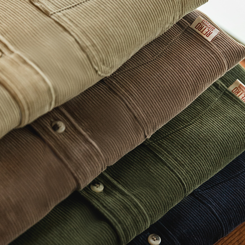 Maden chemise homme décontracté velours côtelé chemises à manches longues coupe ajustée pardessus printemps polaire veste vêtements pour hommes rétro mode Blouses