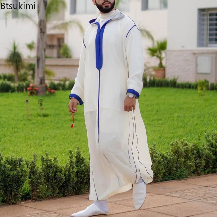 Nouveau 2026 Islam Musulman Hommes Vêtements Lâche Jubba Thobe Abaya Tenue Musulmane Pour Homme Caftan Robes Islamiques Pakistan Arabie Robe