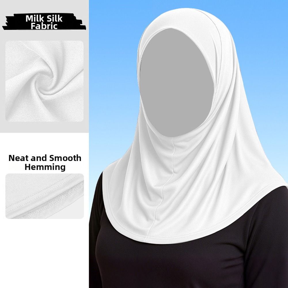 Hijab élégant en soie glacée pour femme, protection du cou, léger, prêt à porter, protection solaire, couleur unie, couvre-tête pour femme