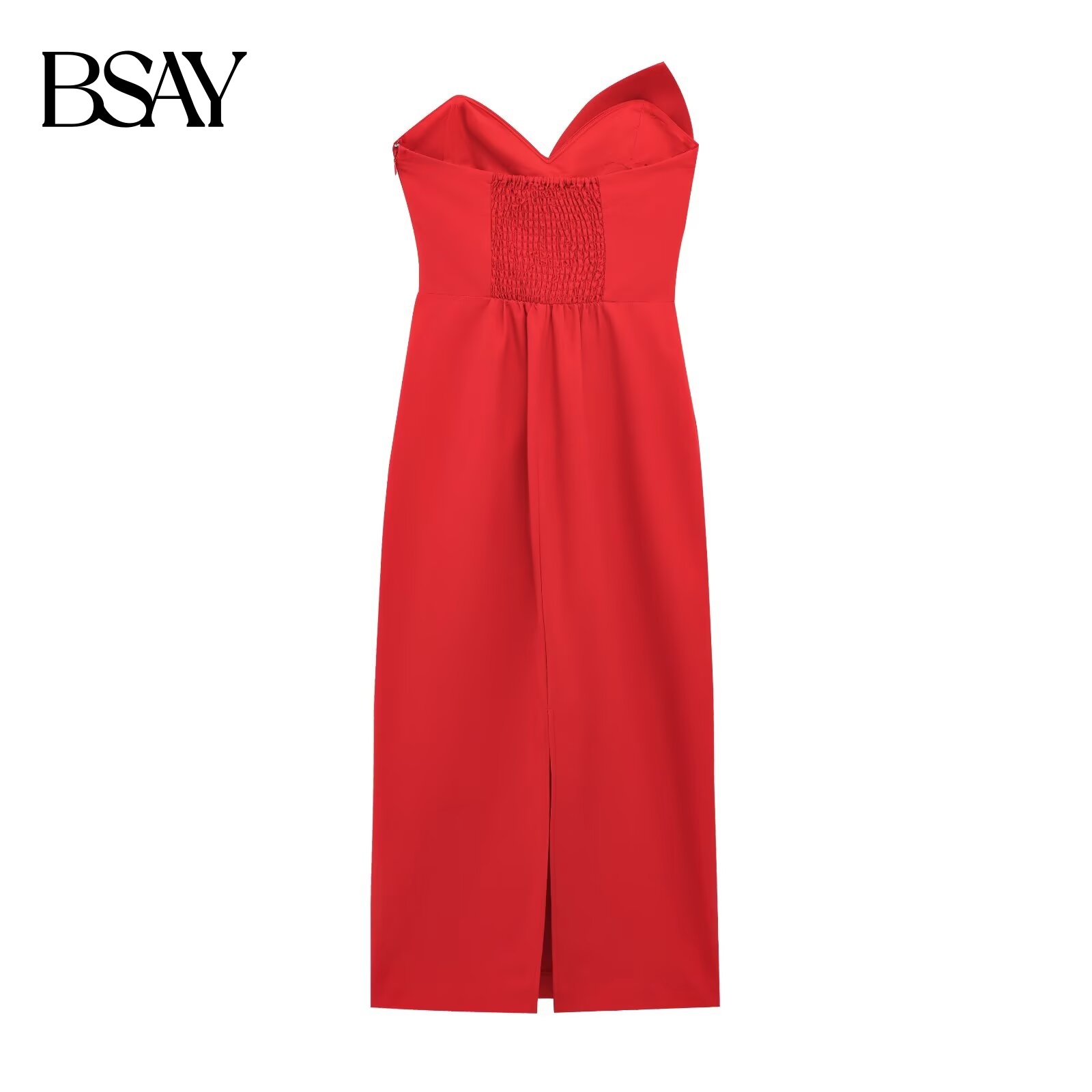 BSAY robe pour femmes mode été nouveau dos nu côté fermeture éclair nœud sans bretelles fête d'anniversaire Mini a-ligne Chic femme vêtements de soirée