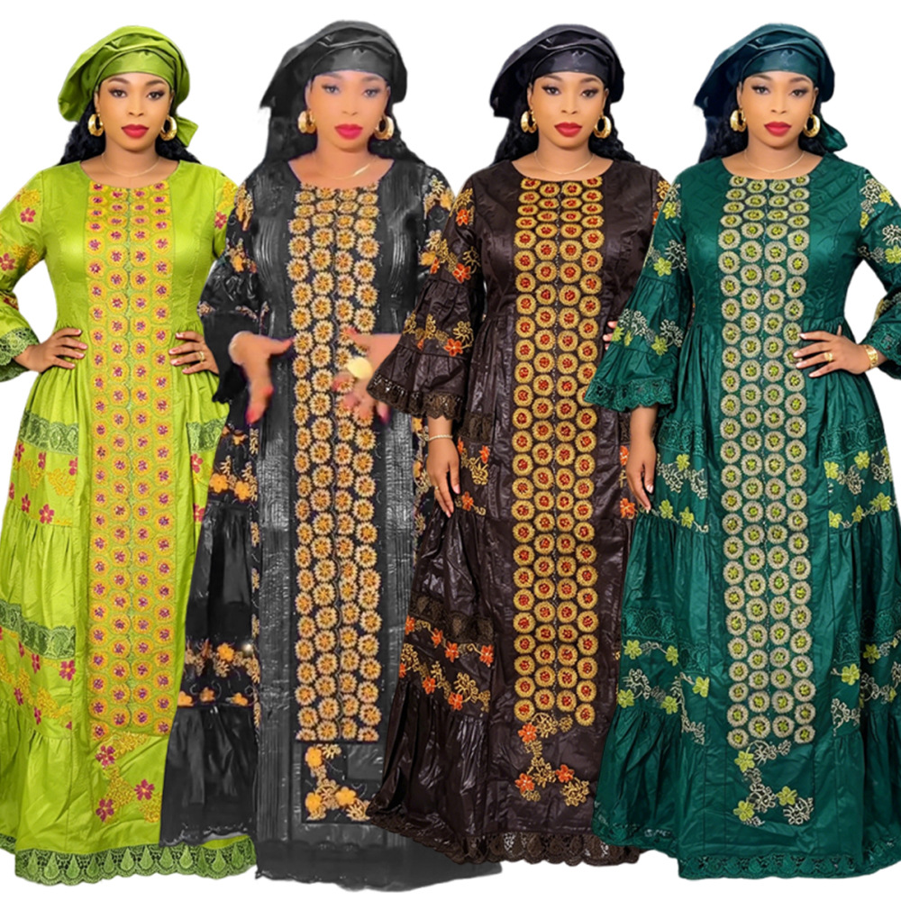 Robes longues de soirée africaines pour femmes 2026, grande taille, robe de luxe en bazin riche brodée, élégante robe de soirée de mariage musulmane