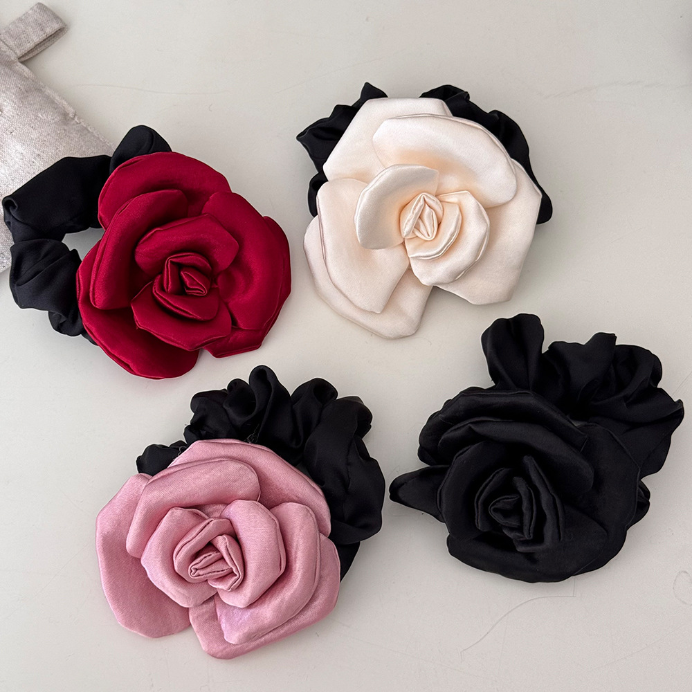 Chouchous en tissu camélia à haute élasticité, bandes de cheveux rétro françaises, accessoires de cheveux à la mode pour femmes et filles, nouvelle collection