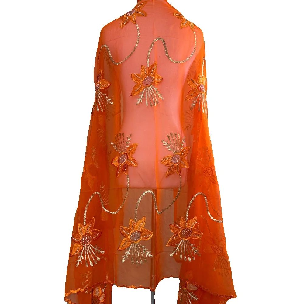 Nouveau Foulard Dubaï 2025 pour Femmes Musulmanes, Grand Hijab en Chiffon Africain, Hijab Islamique, Pashmina, Turban, Voile Brodé, Châles