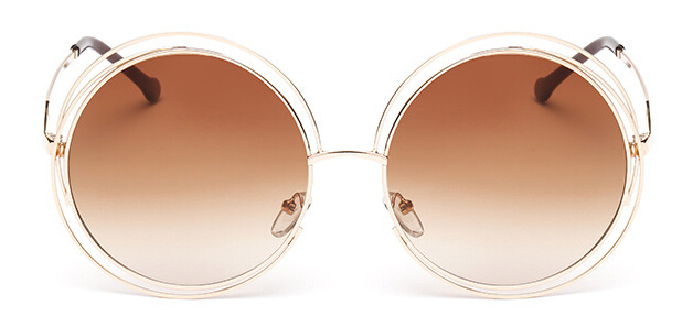 Lunettes de soleil vintage rondes surdimensionnées pour femme, monture métallique de marque, style rétro cool