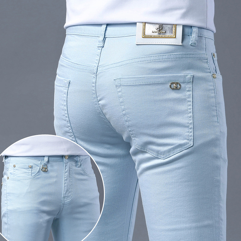 Jeans de Haute Qualité en Coton Délavé, viser Légers et Luxueux, Style Droit, Marque de Mode, Décontracté et Polyvalent, Nouvelle Collection 2024