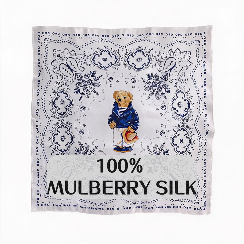 Foulard 100% Soie de Mûrier pour Femme, Motif Paisley Rétro, Carré en Satin Polyvalent, Bandeau, Accessoire de Sac, Foulard de Cou pour le Bureau