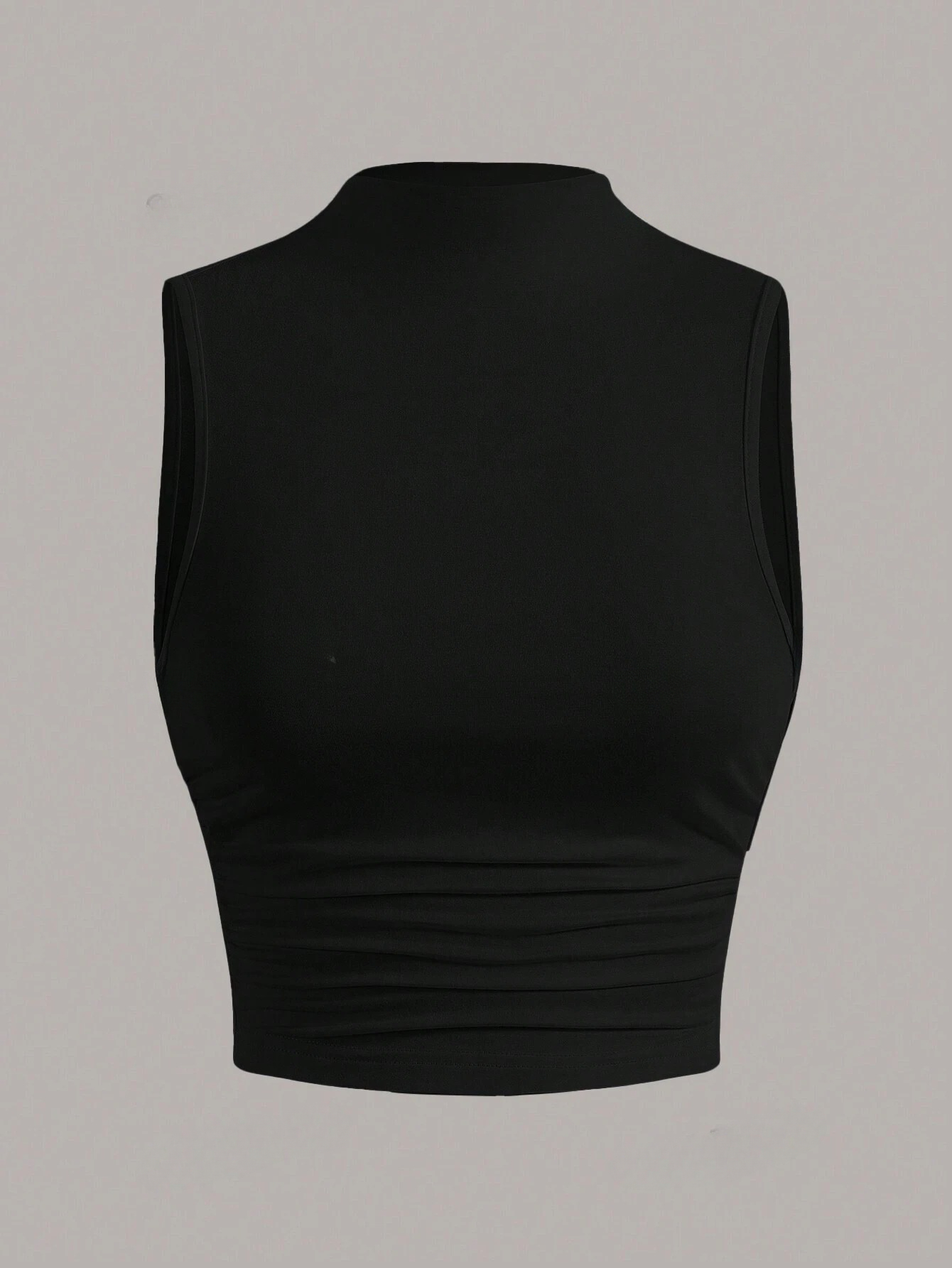 Débardeur sans manches à col montant pour femmes, décontracté, Sexy, couleur unie, Slim Fit, col montant, haut court, Streetwear, été, 2024
